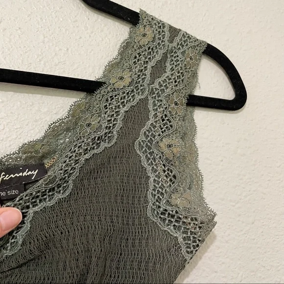 Ann Ferriday Green Sleeveless Lace Details Y2K Knit Top OS - Picture 5 of 8